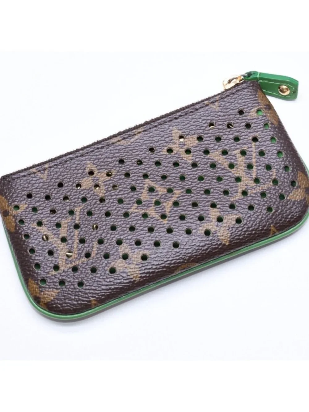 Louis Vuitton Perfo Pochette Cles Coin Purse Monogram Brown Green